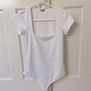 Square Neck White Free People Bodysuit